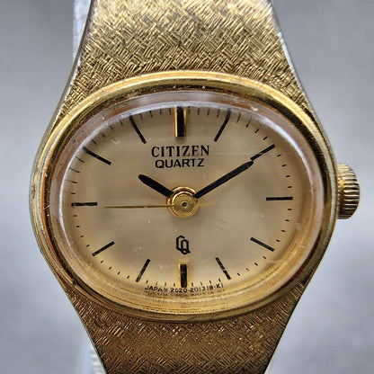 Citizen CQ Watch Women 18mm Champagne Dial Gold Tone 2030202791 New Battery1