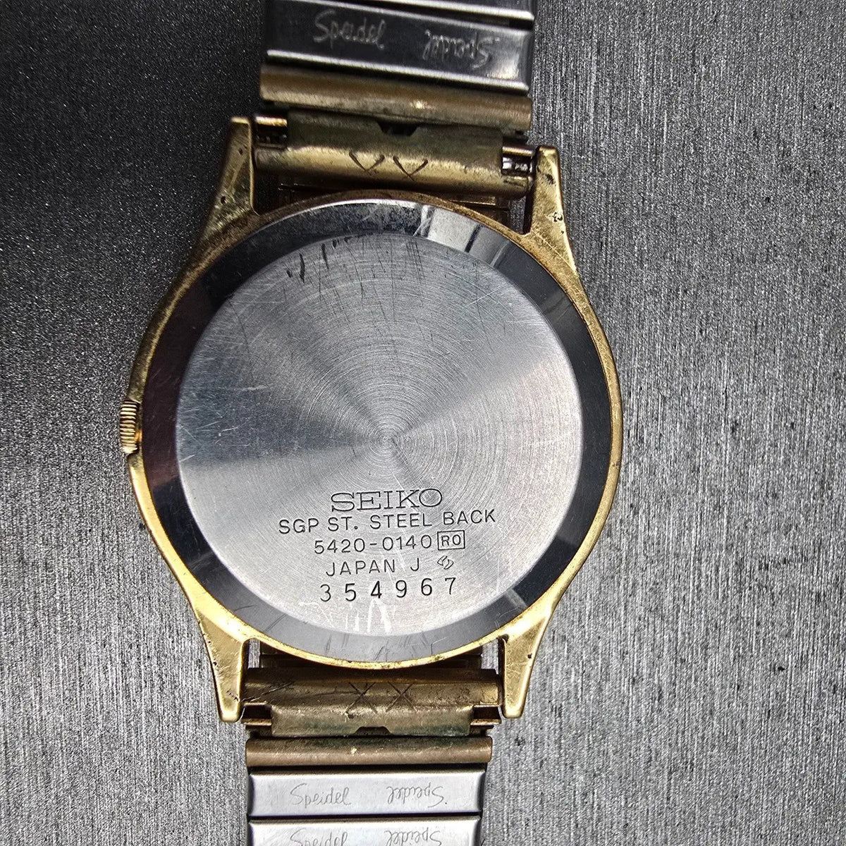 Seiko Watch Men 30mm Gold Dial Gold Tone Round 5420-0140 New Battery Vintage10