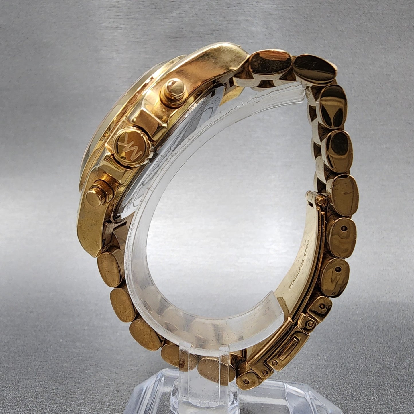 Michael Kors Bradshaw Chronograph Watch Women 45mm Pink Dial Date New Battery6