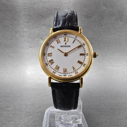 Movado Watch Women 28mm White Dial Gold Tone Round 87-E4-0835 New Battery5