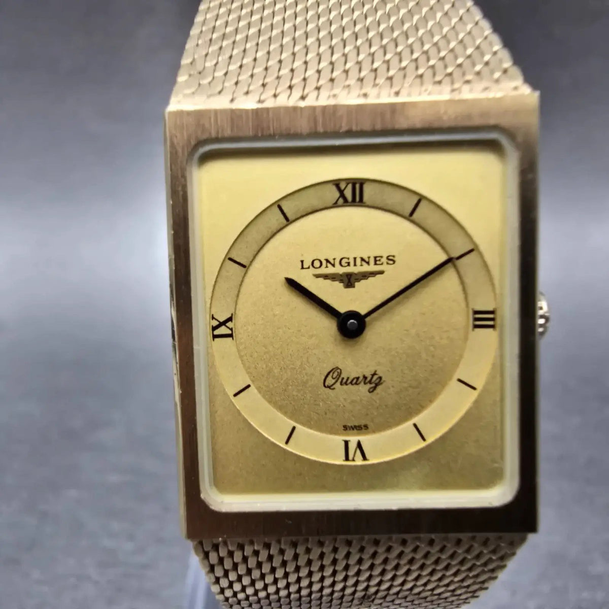 Longines Tank Watch Women 21mm Gold Dial Gold Tone Rectangle New Battery VTG1