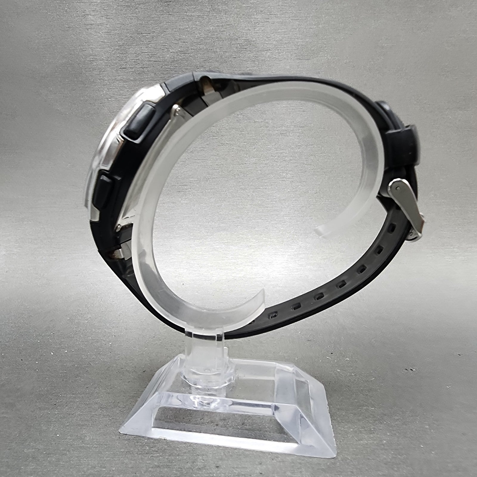 Casio Wave Ceptor Watch Men 42mm Black Dial Silver Tone Analog Digital Solar AB16