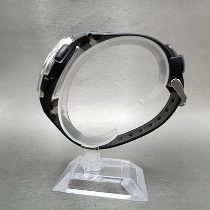 Casio Wave Ceptor Watch Men 42mm Black Dial Silver Tone Analog Digital Solar AB16