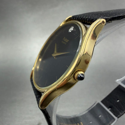 Seiko Pulsar Watch Men 31mm Black Dial Gold Tone Round Y100-7079 New Battery2