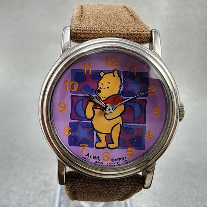 Seiko ALBA Winnie The Poo Watch Women 28mm Purple Dial Silver Tone New Battery1
