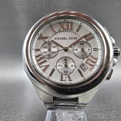 Michael Kors Camile Chrono Watch Women 43mm White Dial Steel Date MK-5719 NewBat5