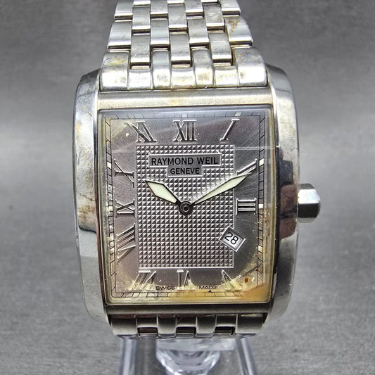 Raymond Weil Don Giovonni Tank Watch Men 30mm Silver Dial Steel Date 9975 NewBat0
