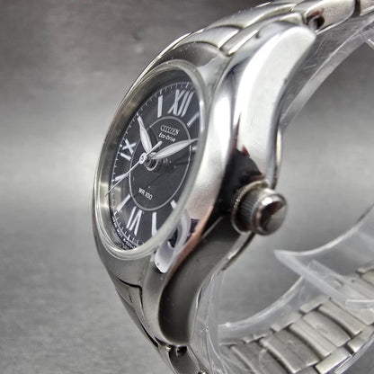 Citizen Watch Women 25mm Black Dial Silver Tone Date Round E011-S015502 Runs BG2