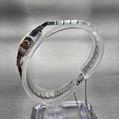Seiko Watch Women 18mm Silver Dial Silver Tone Oval 1400-7389 Manual Wind Works6