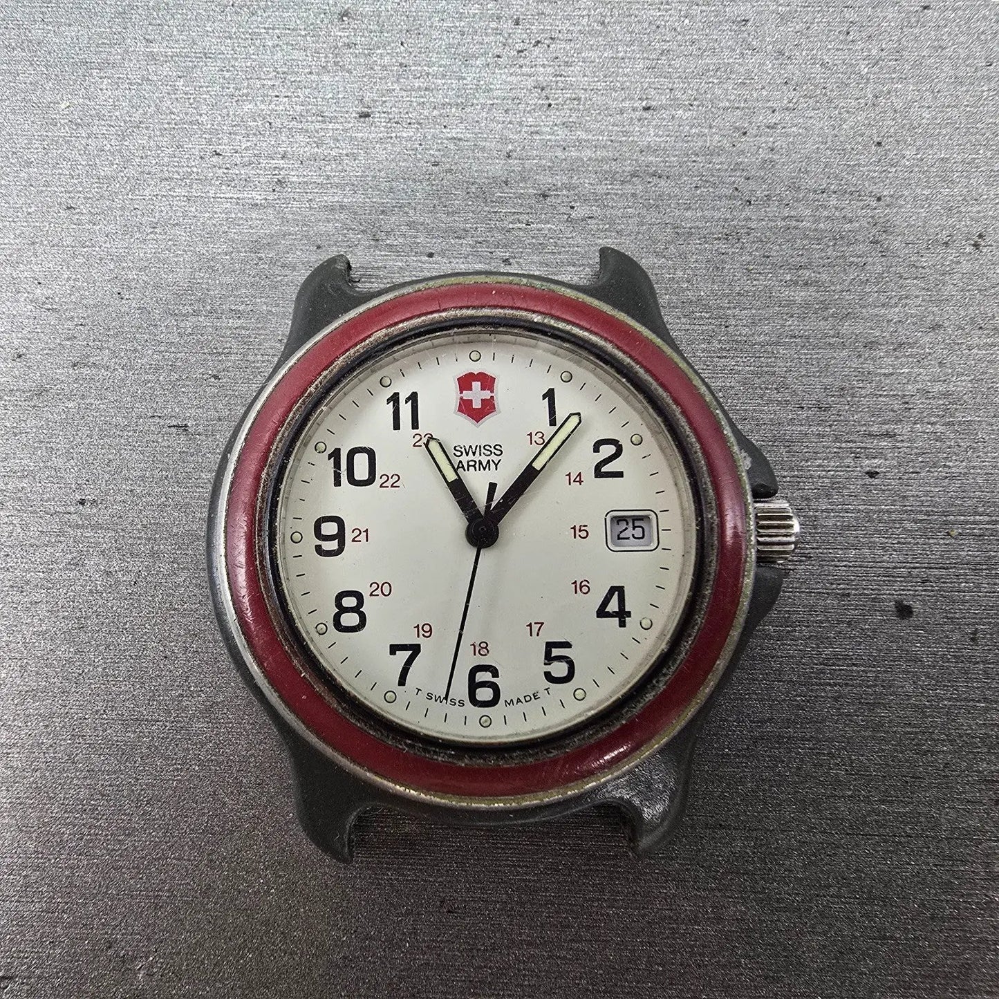 Victorinox Swiss Army Watch Men 39mm White Dial Black Tone Date Round PARTS MKNK0