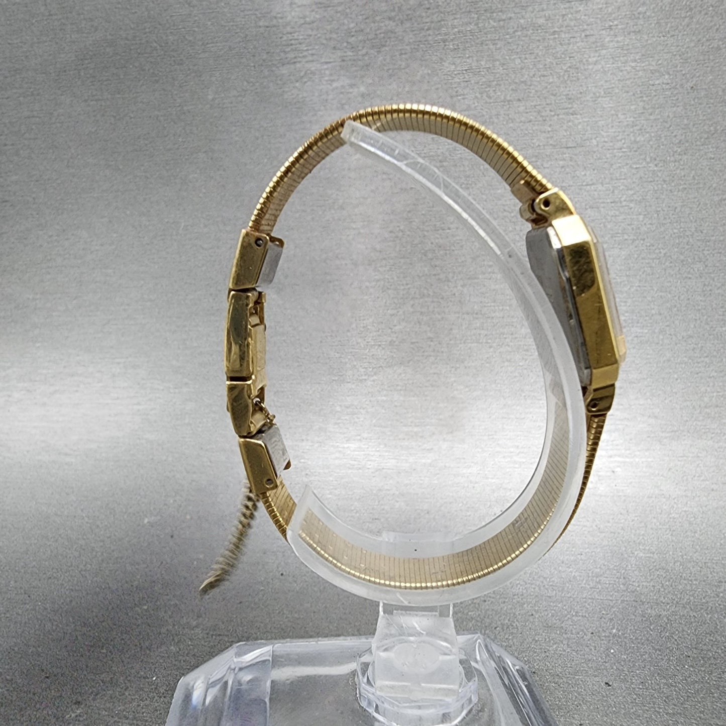 Seiko Tank Watch Women 19mm Blue Dial Gold Tone Octagon 2c205850 New Battery8