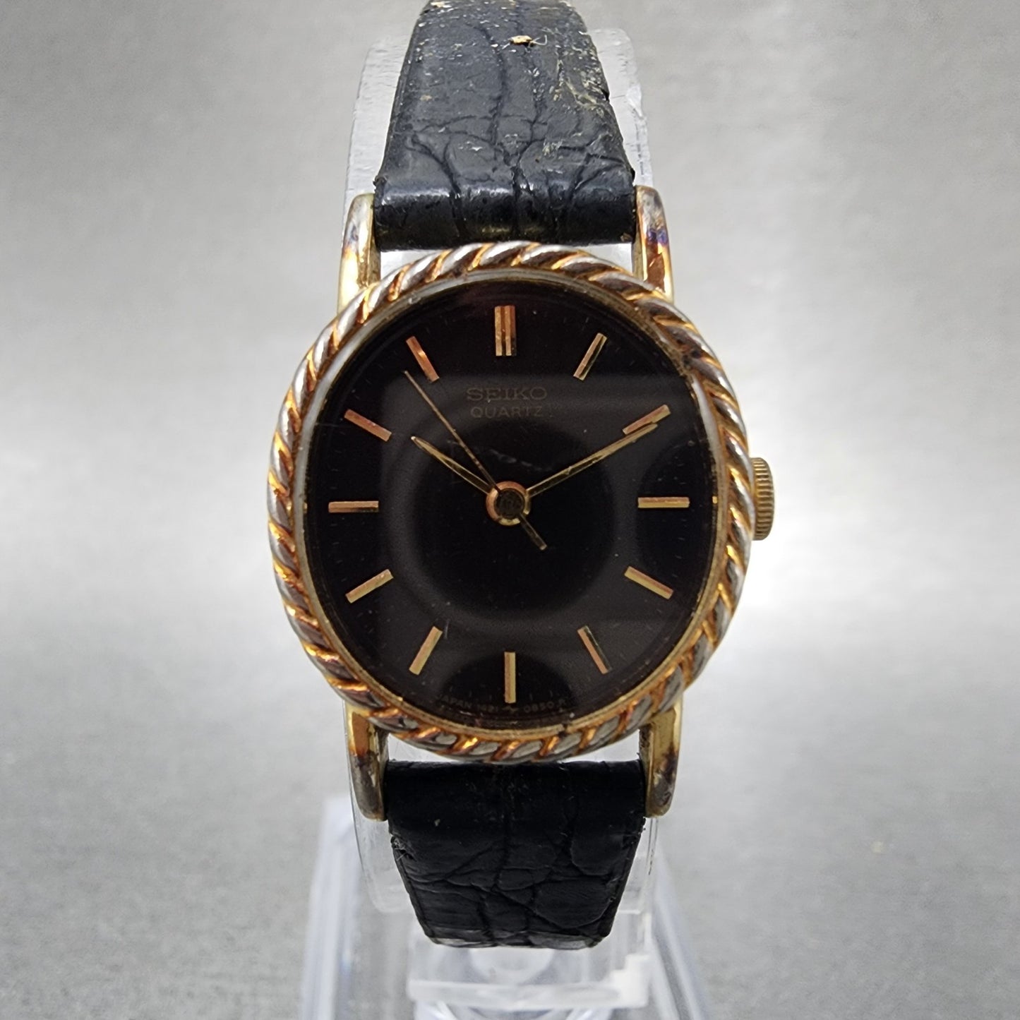 Seiko Watch Women 19mm Brown Dial Gold Tone Oval 14215510 New Battery2