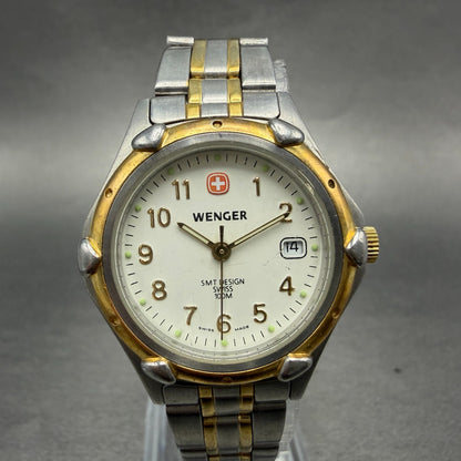 Wenger SAK Design Watch Women 28mm White Dial Two Tone Date Round New Battery9120