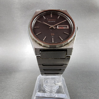 Seiko SQ Watch Men 37mm Gray Dial Steel Daydate Round 7123-9009 PARTS