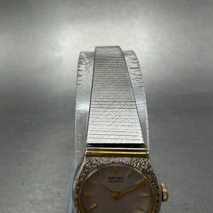 Seiko Watch Women 16mm Silver Dial Two Tone Round 2C20-0259 New Battery 56G4