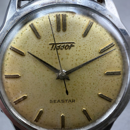 Tissot Seastar Watch Men 34mm Champagne Dial Silver Tone Round Manual Runs VTG1