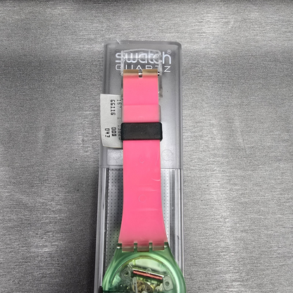 Swatch Frische Fische Watch Men 34mm Blue Dial Green Case GG116 New Battery NOS9