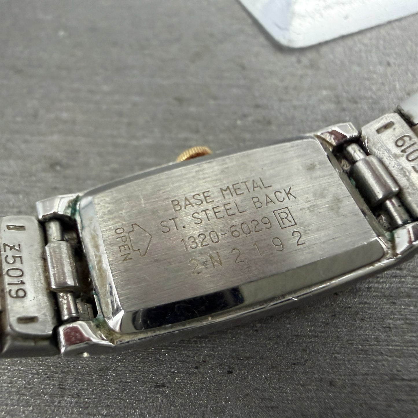 Seiko Tank Watch Women 14mm Silver Dial Two Tone 1320-6029 Rectangle New Batt HJ9