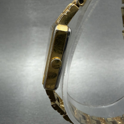 Seiko Tank Watch Women 13mm Black Dial Gold Tone Rectangle 13205249 New Battery2