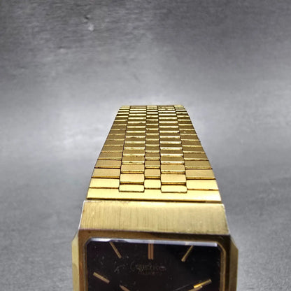 Seiko SX Tank Watch Men 26mm Black Dial Gold Tone Rectangle 5Y31A PARTS NO BACK5