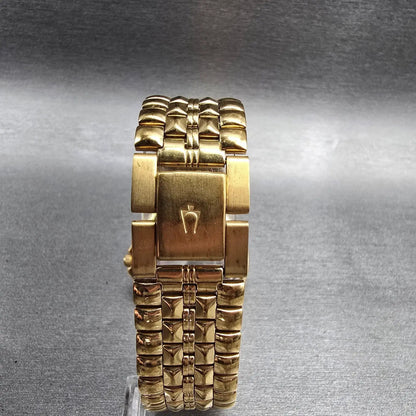 Bulova Watch Men 35mm Champagne Dial Gold Tone Diamond Accent Round New Battery7