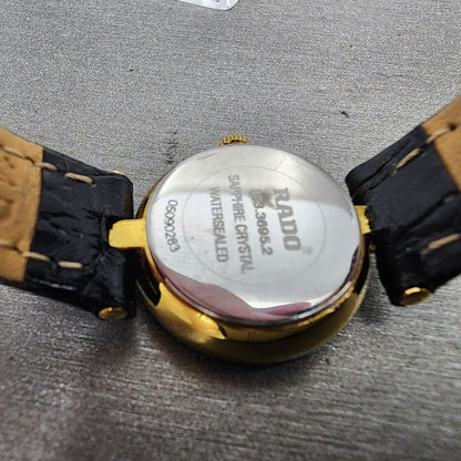 Rado Florence Watch Women 23mm Black Dial Gold Tone Oval 153.3695.2 New Battery9