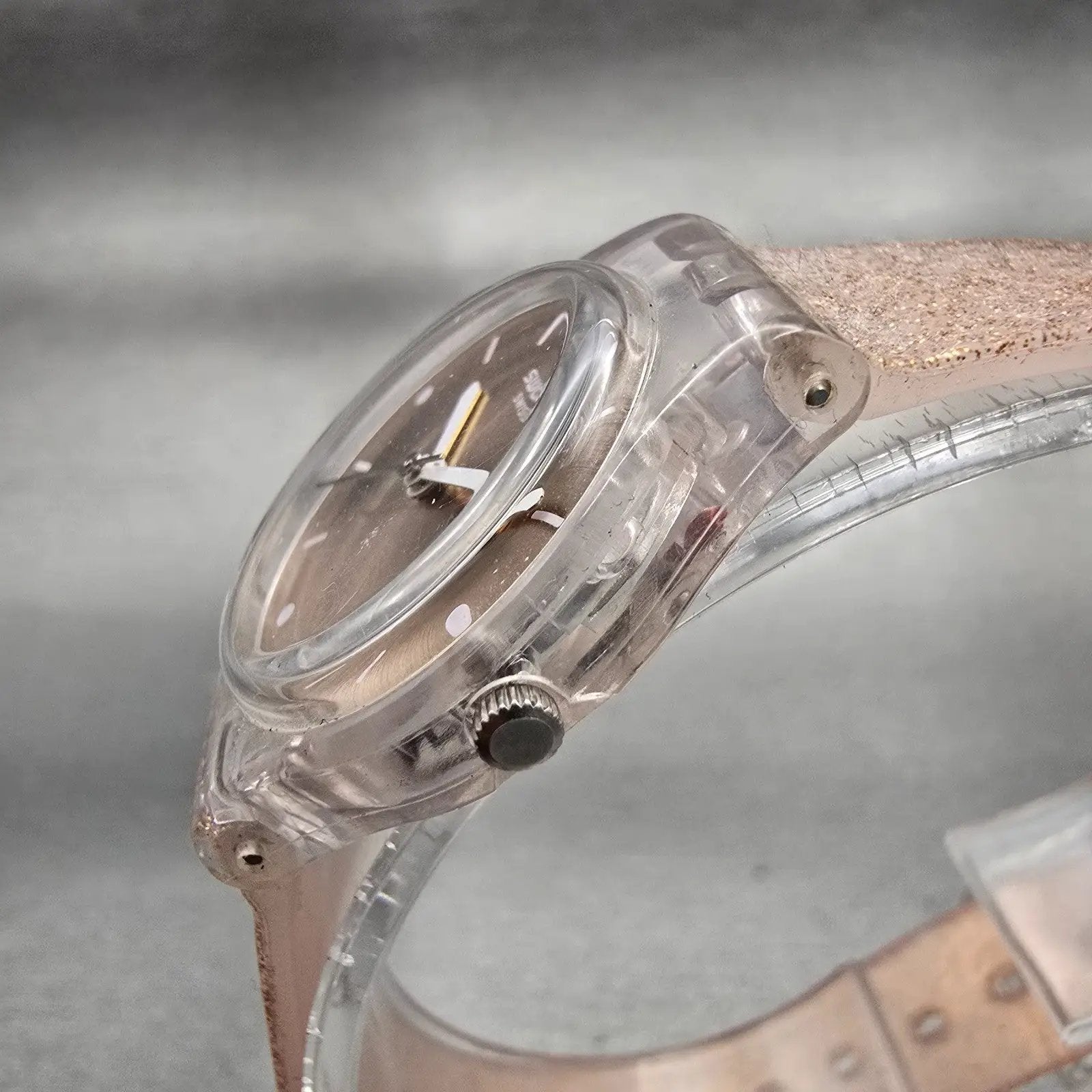Swatch PINKINDESCENT TOO Watch Women Rose Gold Dial Clear Case LK354D New Batt2