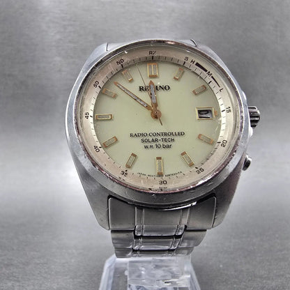 Citizen Reguno Atomic Solar Watch Men 38mm Cream Dial Silver Date PARTS JDM6