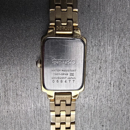 Seiko Tank Watch Women 16mm Champagne Dial Gold Rectangle 1N01-0FH0 New Battery10