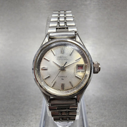 Seiko Matic Lady watch Women 22mm Silver Dial Silver Tone Date 25170200 PARTS0