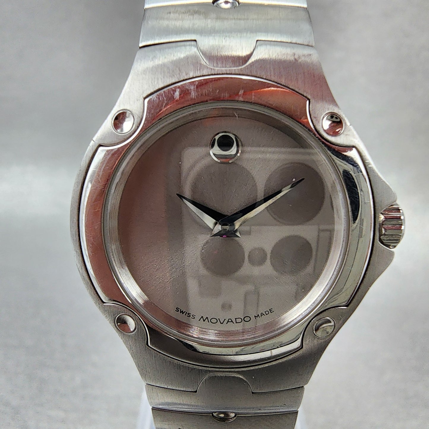 Movado Sports Edition Watch Women 27mm Silver Dial Stainless Steel New Battery1