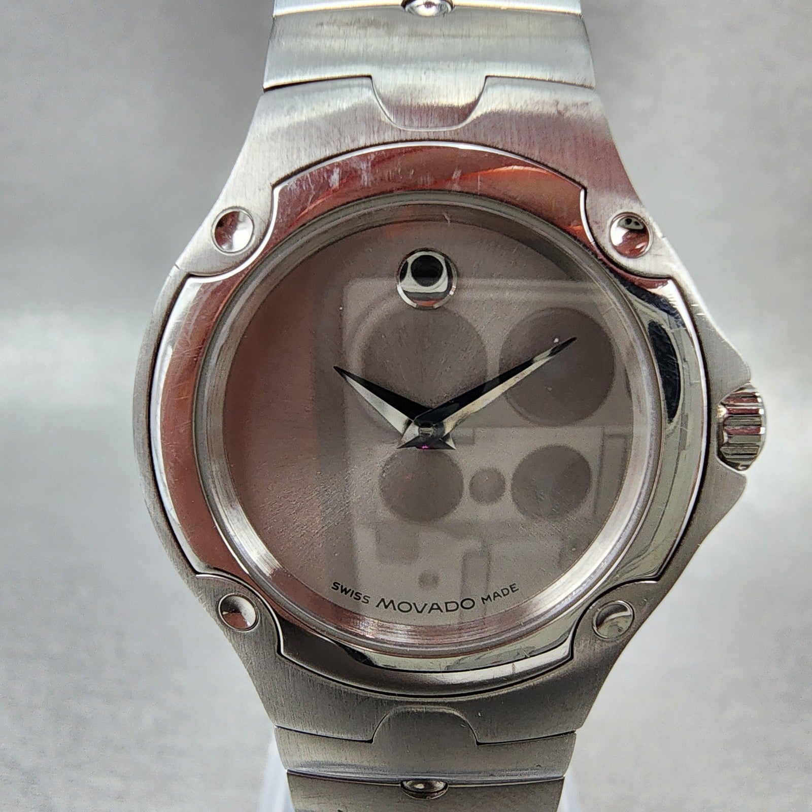 Movado Sports Edition Watch Women 27mm Silver Dial Stainless Steel New Battery1