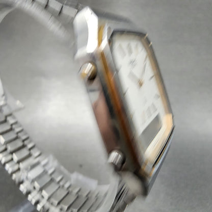 Seiko Analog Digital Watch Men 32mm White Dial Two Tone Alarm H4495150 PARTS4