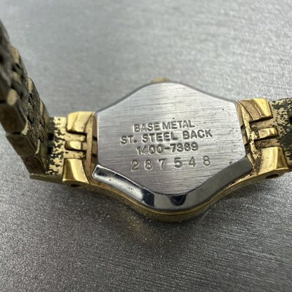 Seiko Watch Women 17mm Gold Dial Gold Tone Oval 1400-7389 New Battery Vintage AN9