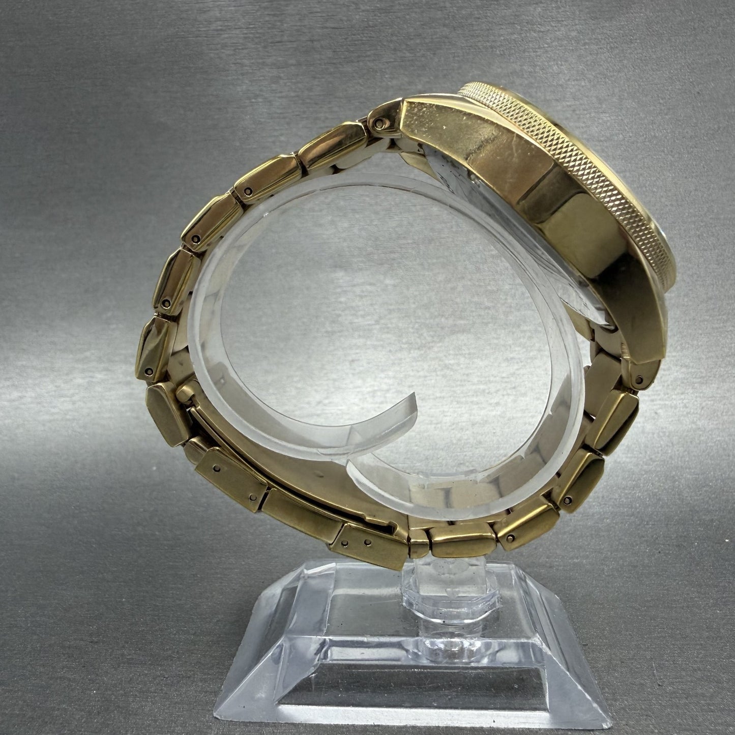 Fossil Chronograph Watch Women 40mm Champagne Dial Gold Tone Date Round New Batt8