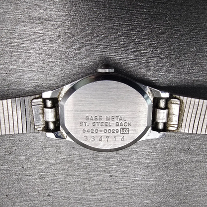 Seiko Watch Women 16mm Silver Dial Silver Tone Oval 5420-0029 New Battery VTG10