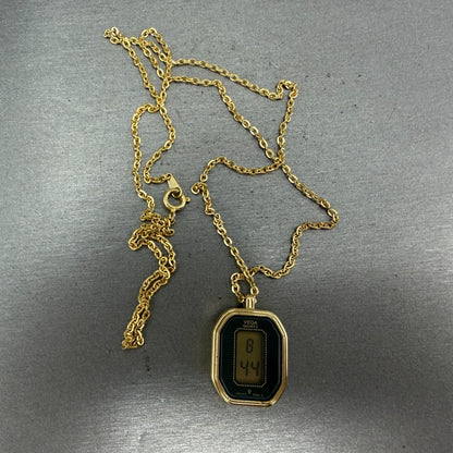 Vega Necklace Watch Women Digital LCD Gold Tone Octagon New Battery Vintage0