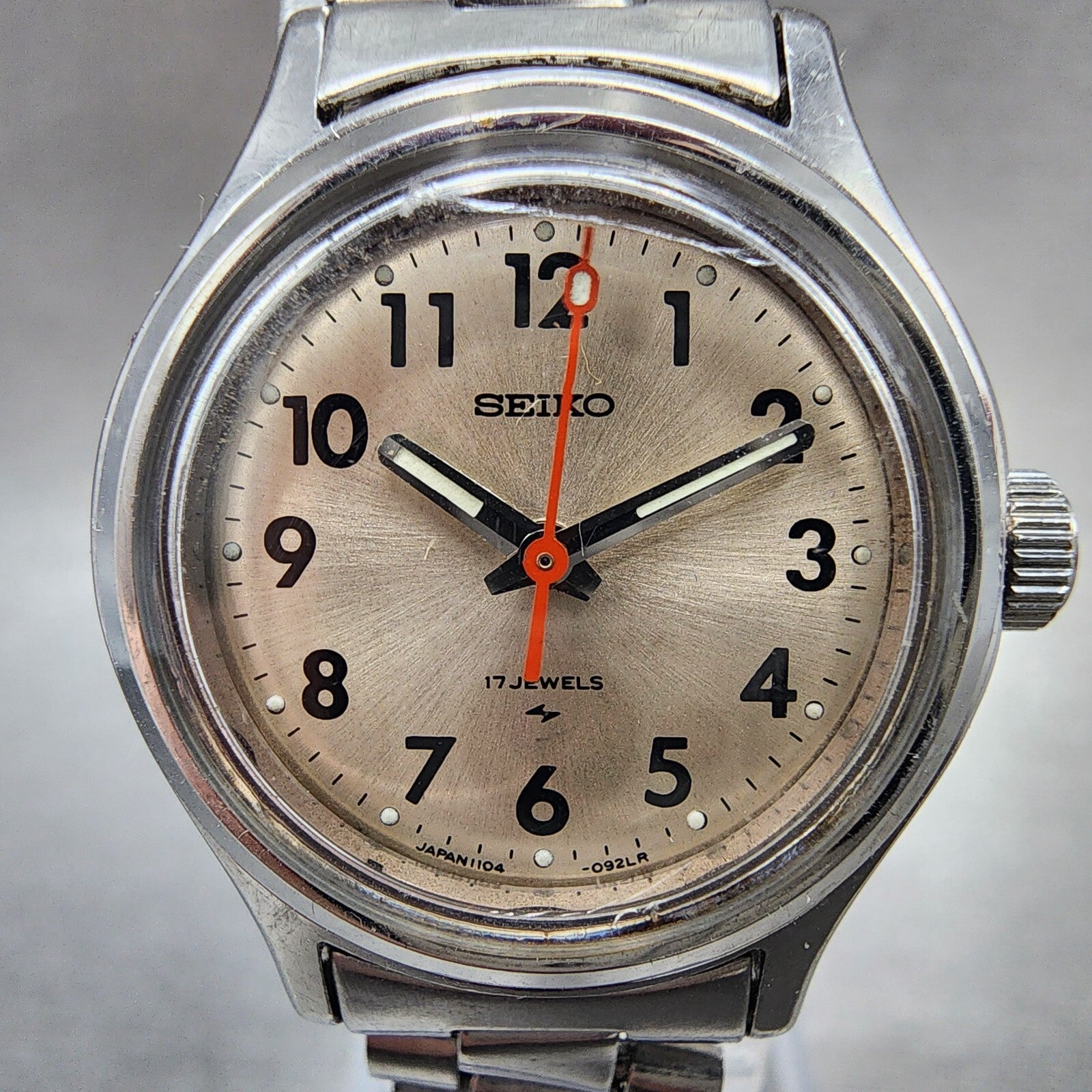 Seiko Watch Women 25mm Gray Dial Silver Tone Manual Wind Runs 11040259 Vintage1