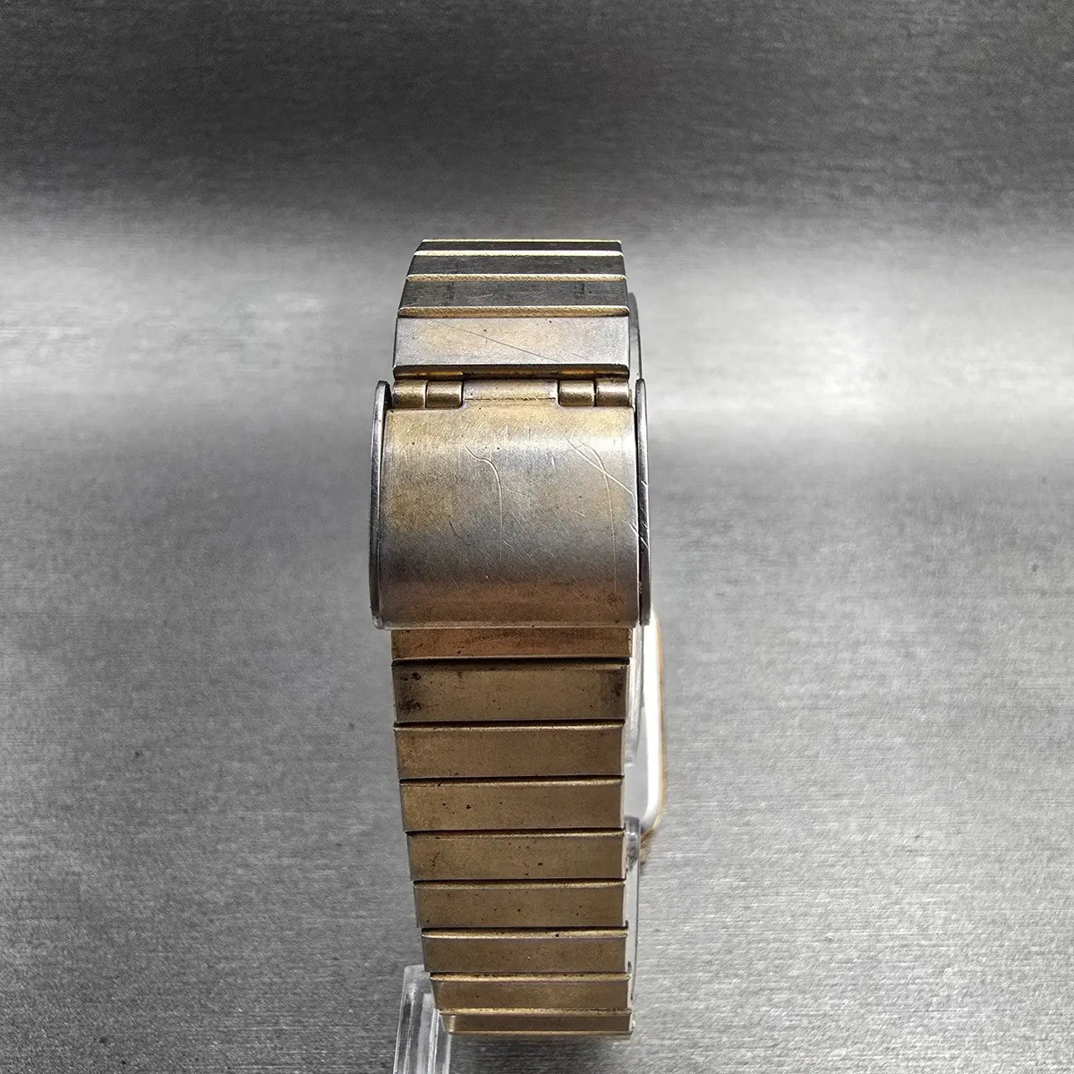 Seiko Watch Men 26mm Gold Dial Gold Rectangle 6530-5790 New Battery VTG7