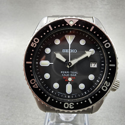 Seiko Perpetual Calendar Scuba Watch Men 39mm Black Dial Steel 8f3500a0 New Bat1
