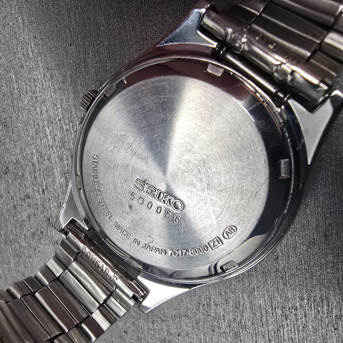 Seiko Watch Men 35mm Blue Dial Silver Tone Round 7C17-8000 Braille New Batt VTG10