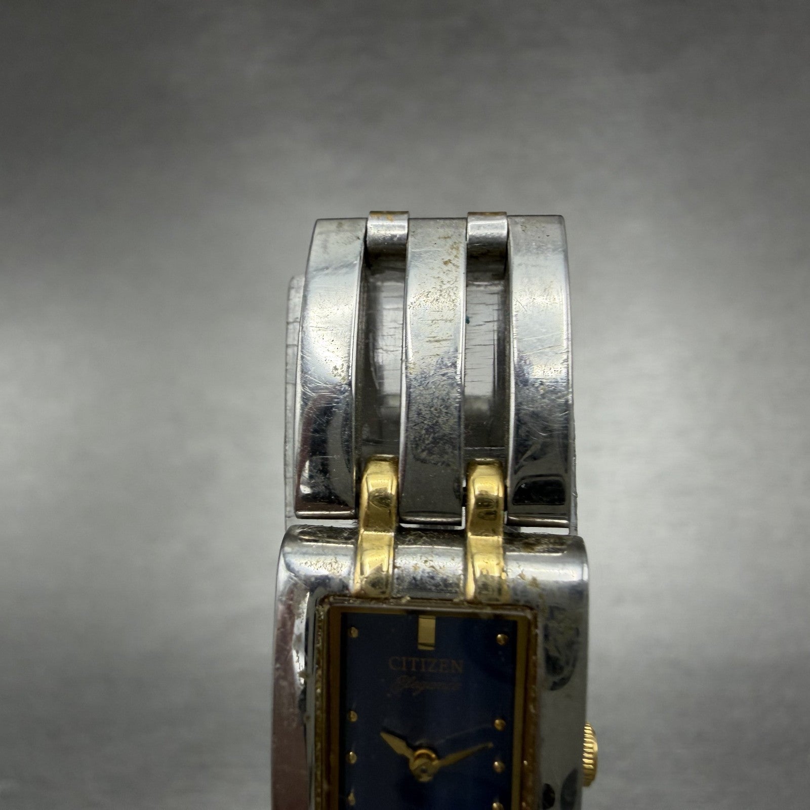 Citizen Elegance Tank Watch Women 14mm Blue Dial TwoTone 5421-H24148 New Battery4