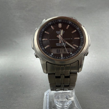 Casio Lineage Watch Men 41mm Gray Dial Titanium Ana Digi Alarm Chrono Works5