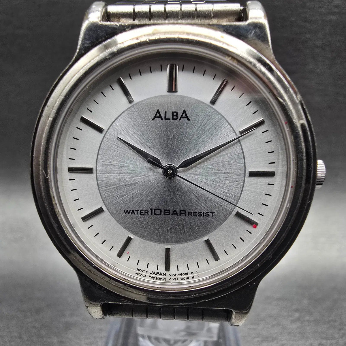 Seiko Alba Watch Men 34mm Silver Dial Silver Tone Round V721-6A90 New Battery1