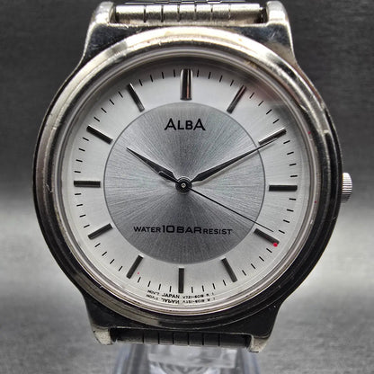 Seiko Alba Watch Men 34mm Silver Dial Silver Tone Round V721-6A90 New Battery1