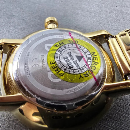 Movado Bold Shimmer Watch Women 34mm Gold Dial Gold Round 3600151 New Battery9