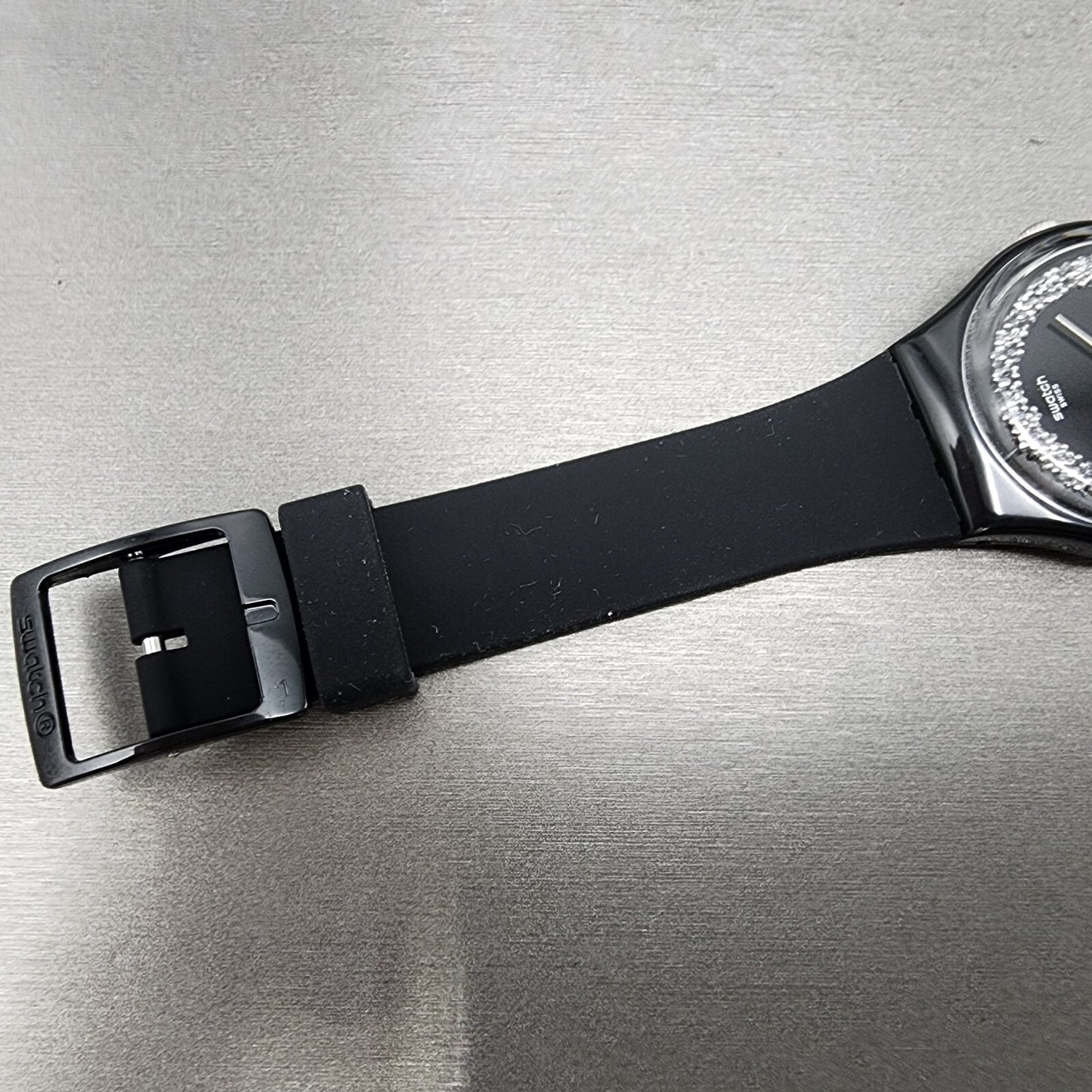 Swatch Sparkle Night Watch Women 34mm Black Dial Black Tone Round READ! New Batt6