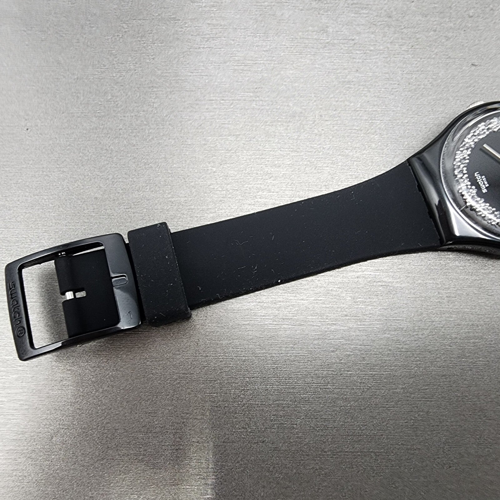 Swatch Sparkle Night Watch Women 34mm Black Dial Black Tone Round READ! New Batt6