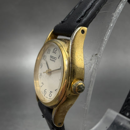 Seiko Watch Women 20mm White Dial Gold Tone Round 2Y01-0A19 New Battery VintageM2