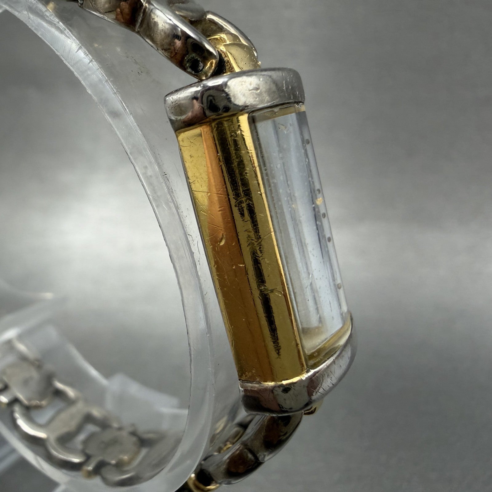 Bulova Tank Watch Women 15mm White Dial Two Tone Rectangle 98t10 New Battery3